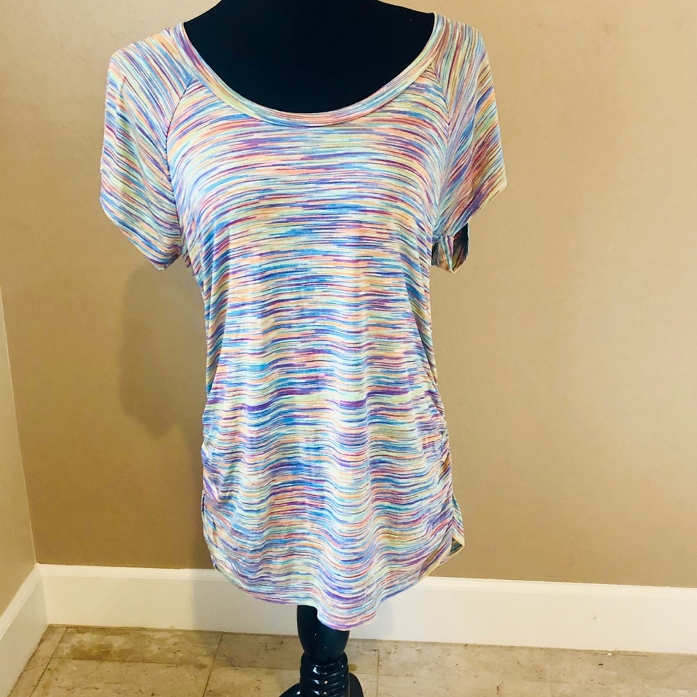 Bobeau multi colored side gathers Tee (M)